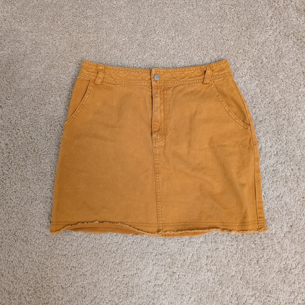 Mustard Yellow Mini Jean Skirt